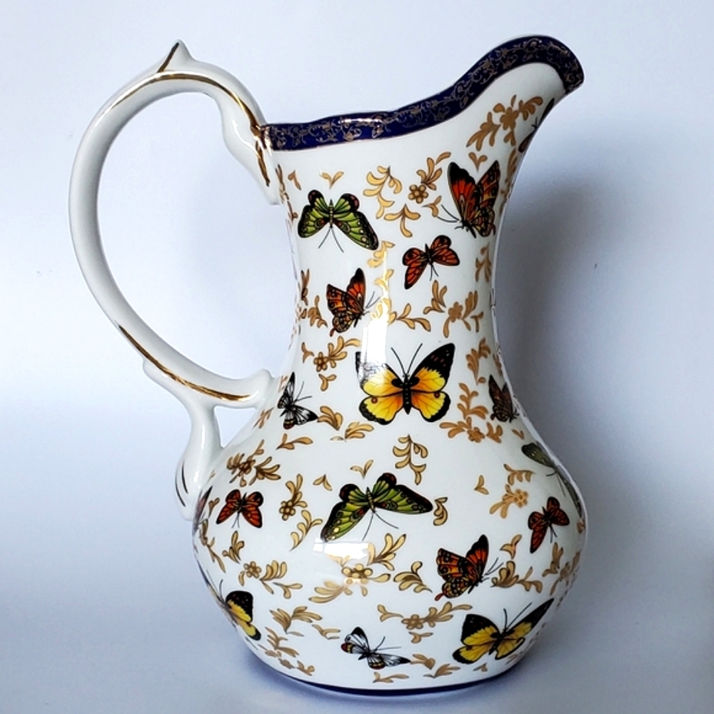 🦋 10" Pitcher Gold Trim/Gilt "Butterfly Collection" Formalities by Baum Bros. - Picture 3 of 9